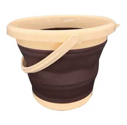 dlc-5l-foldable-silicone-bucket-collapsible-plastic-water-bucket-portable-camping-cleaning-bucket-beige-brown