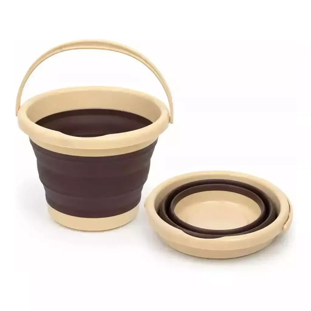 dlc-5l-foldable-silicone-bucket-collapsible-plastic-water-bucket-portable-camping-cleaning-bucket-beige-brown