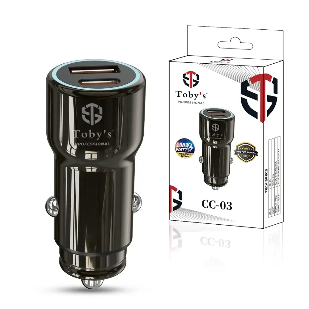 tobys-cc-03-200w-dual-port-car-charger-usb-c-pd-usb-a-qc-fast-charger-for-laptops-smartphones-tablets-12v-24v-vehicles