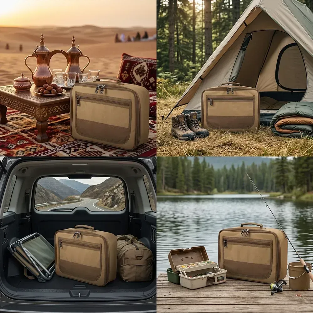 alsanidi-tea-storage-bag-8l-waterproof-thermal-travel-bag-with-multiple-pockets-portable-camping-tea-organizer-coffee-color