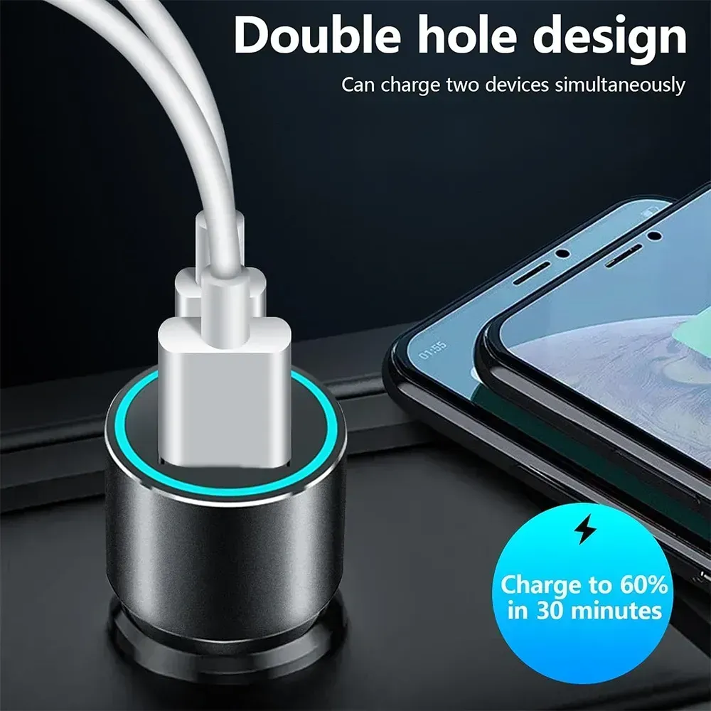 tobys-cc-02-30w-dual-port-fast-car-charger-usb-c-pd-usb-a-qc-fast-charging-adapter-universal-12v-24v-vehicle-charger