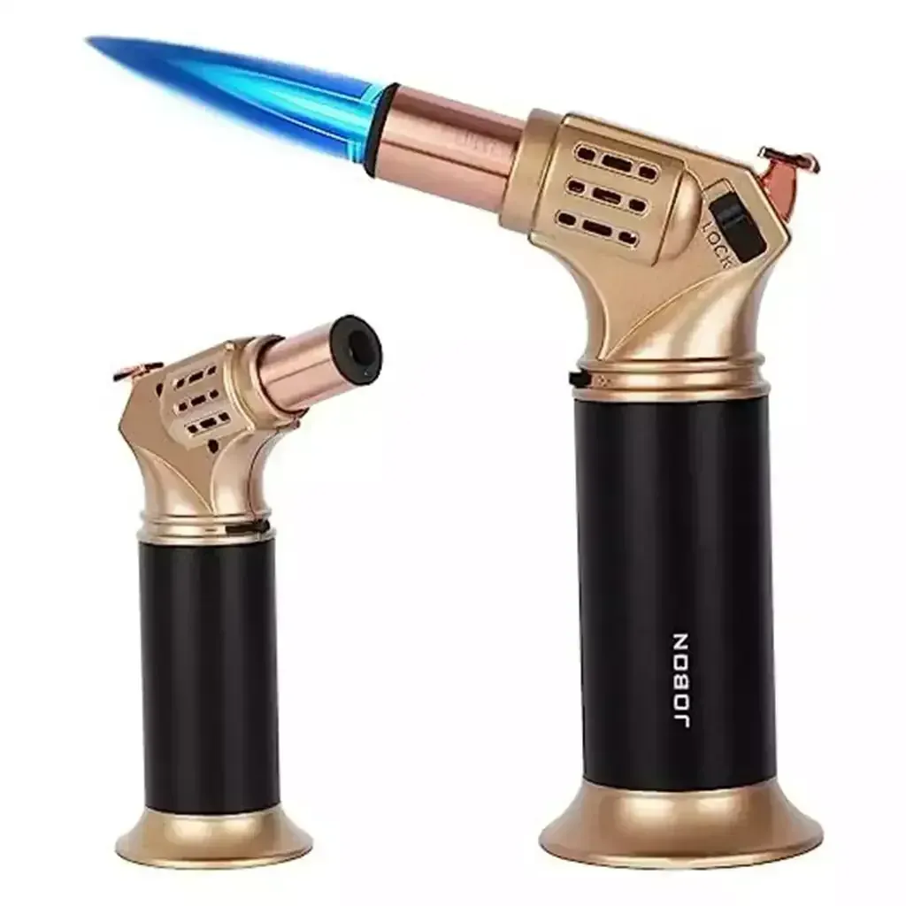 jobon-rechargeable-kitchen-torch-lighter-xt-1237-adjustable-flame-butane-lighter-with-safety-lock-gold-alghafa