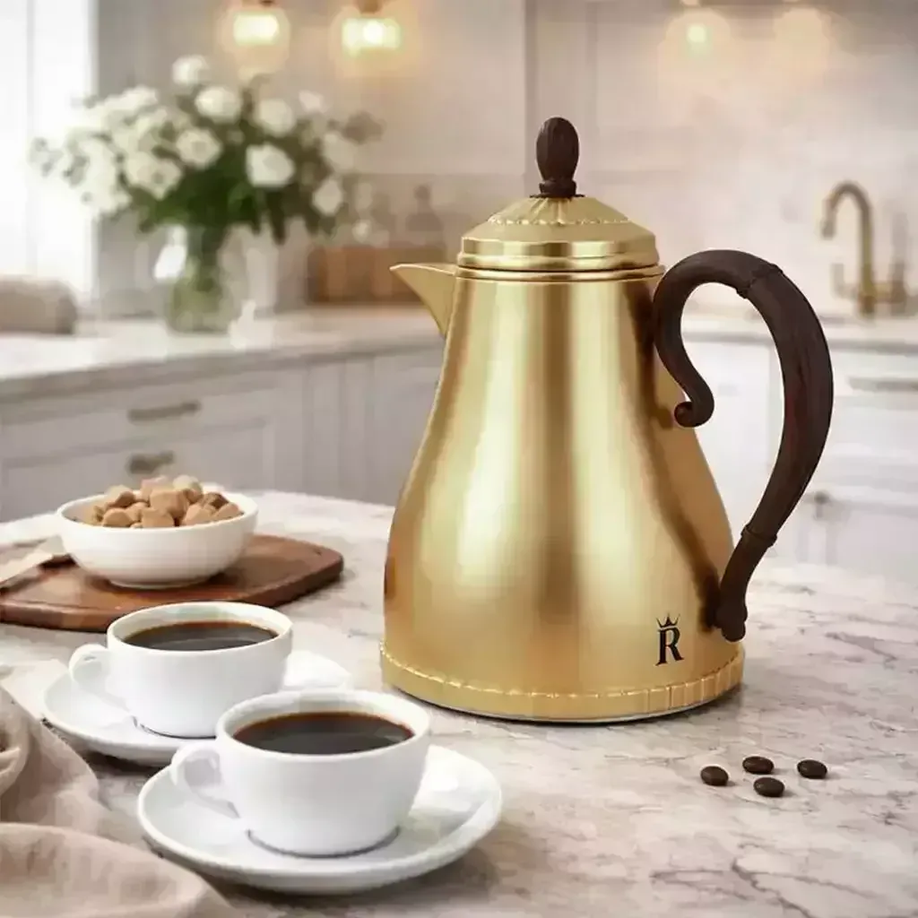 al-saif-arabic-coffee-dallah-r-02-032l-matte-gold-finish-with-dark-wooden-handle-premium-arabic-coffee-pot