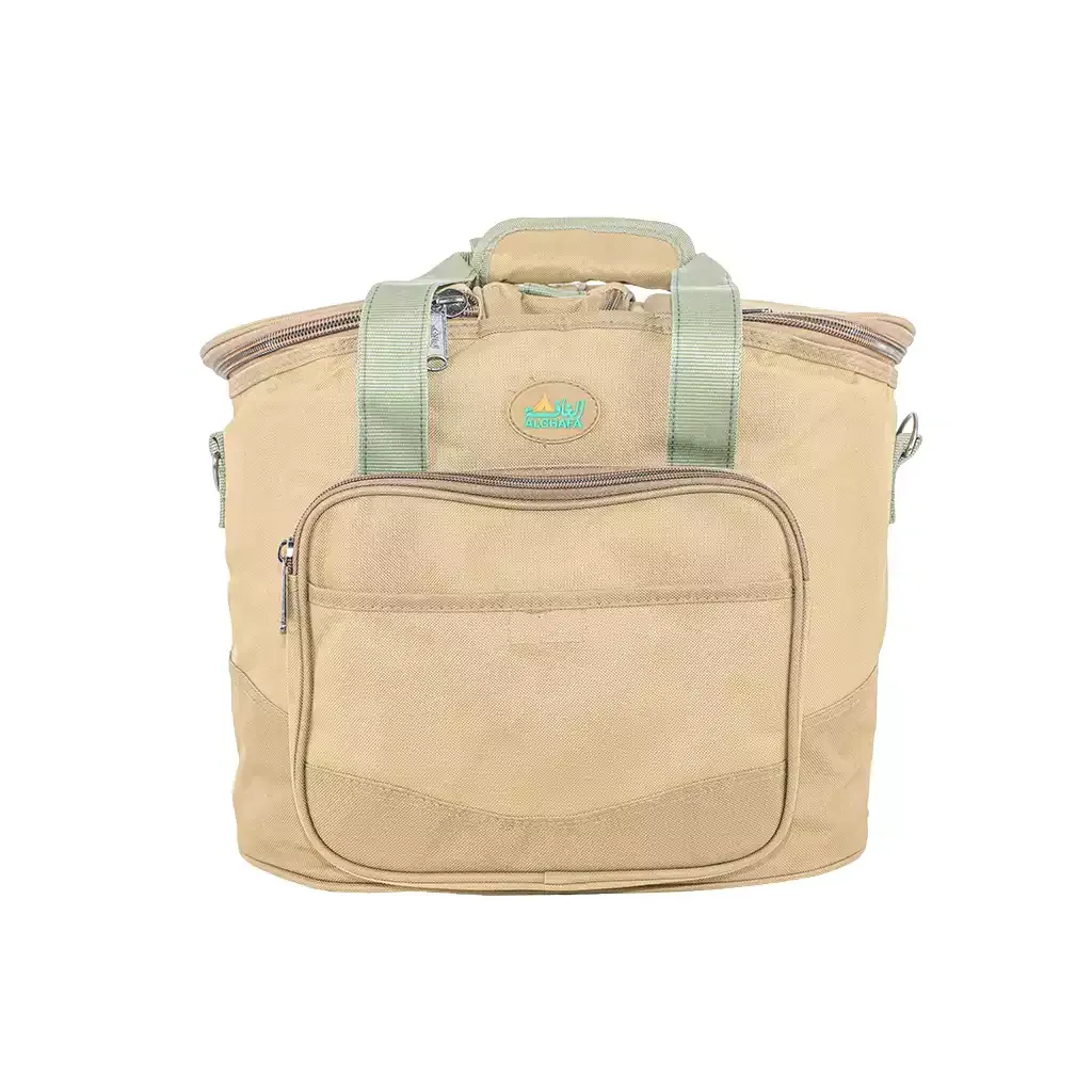 al-manama-dallah-tea-coffee-bag-khaki-large-portable-camping-organizer-with-pvc-inner-lining-outdoor-beverage-storage-bag-alghafa