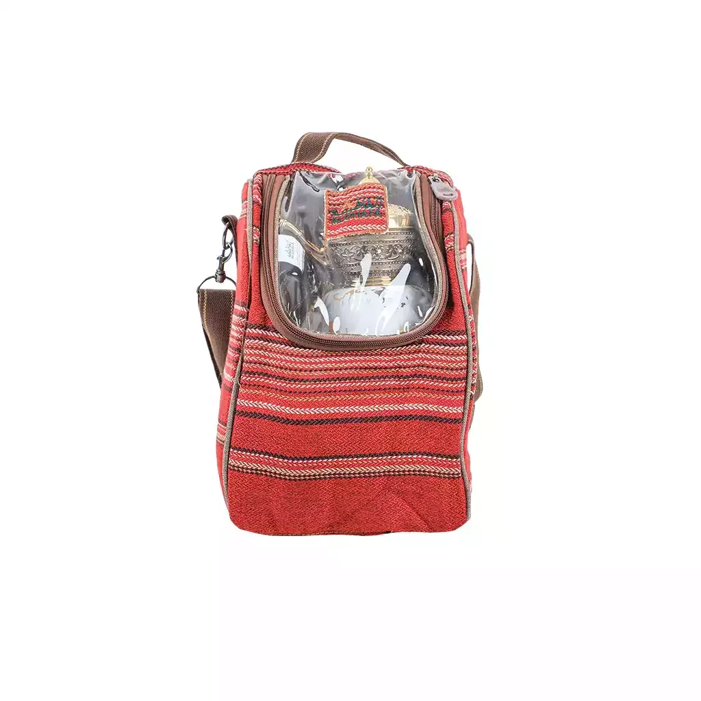 al-karama-dallah-coffee-tea-bag-large-camping-organizer-with-multi-colors-wooden-khaki-red-pvc-inner-lining-alghafa