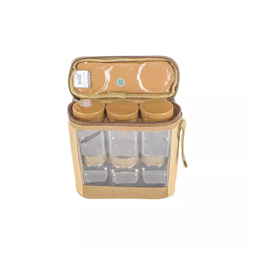 spice-storage-bag-with-6-jars-200ml-capacity-each-wooden-khaki-design-pvc-inner-lining-compact-camping-spice-organizer-alghafa-2