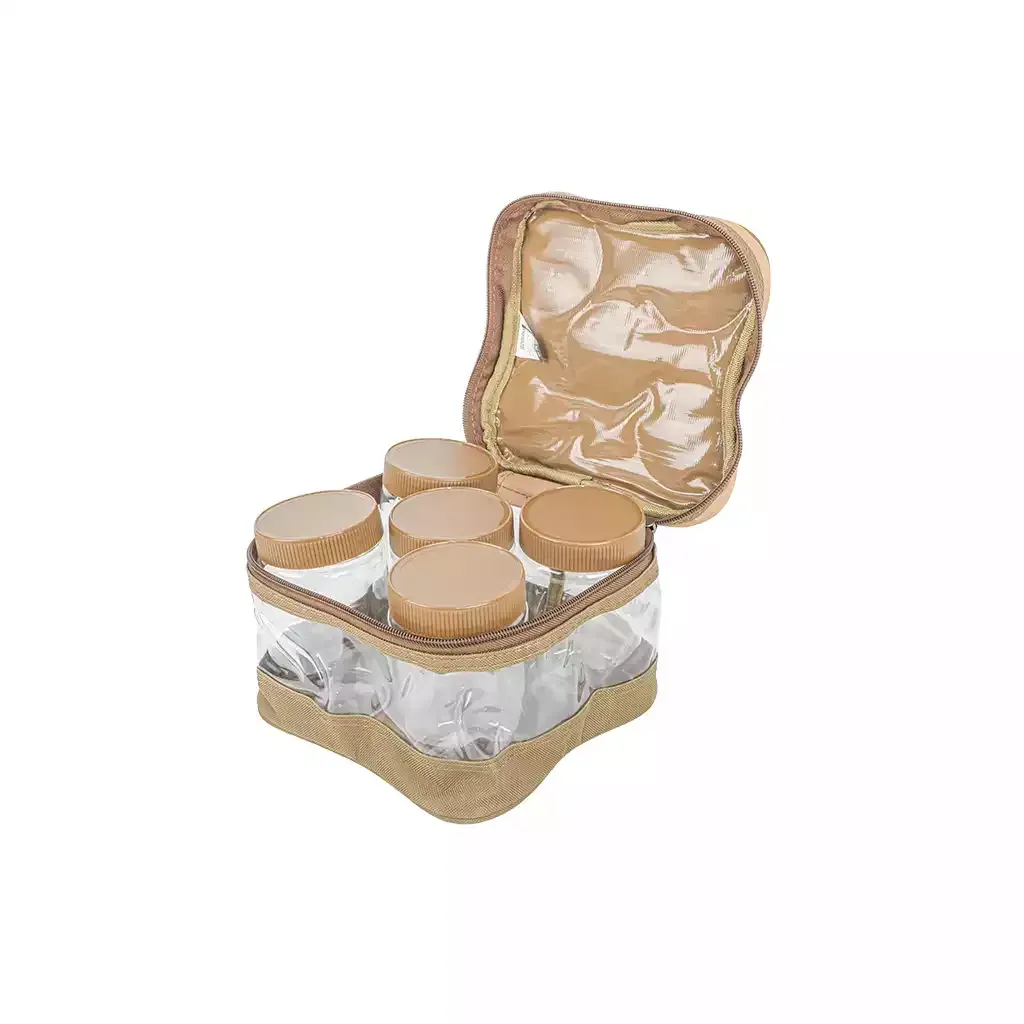 spice-storage-bag-with-5-jars-450ml-capacity-each-wooden-khaki-design-pvc-inner-lining-compact-camping-spice-organizer-alghafa