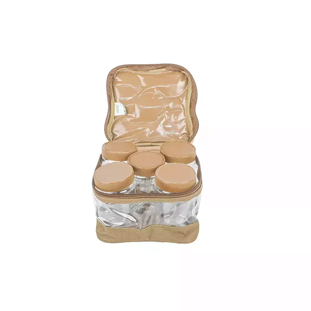 spice-storage-bag-with-5-jars-450ml-capacity-each-wooden-khaki-design-pvc-inner-lining-compact-camping-spice-organizer-alghafa