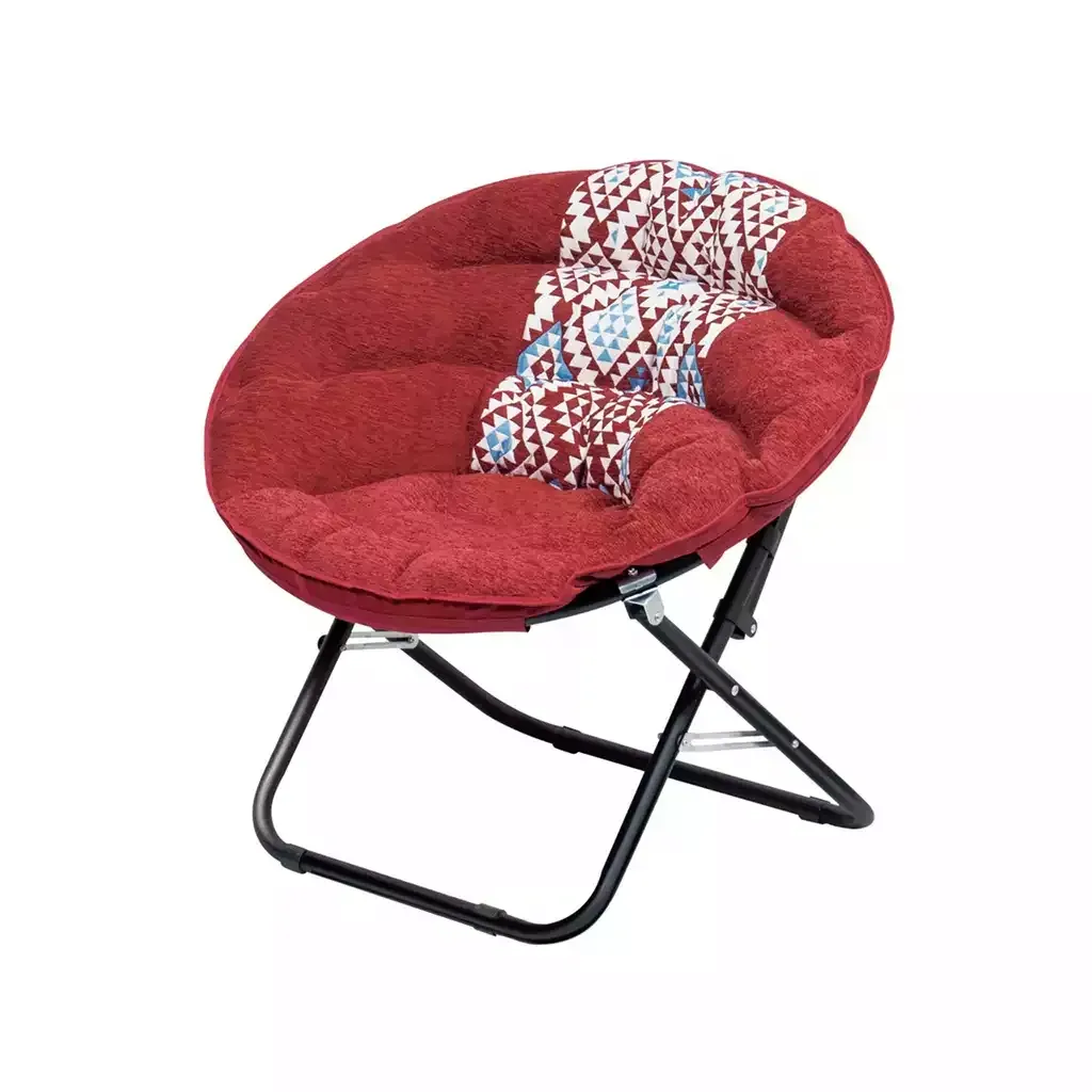 ALSANIDI Foldable Camping Chair 83cm – Portable Outdoor Chair – Comfortable Travel Chair – Red Pattern