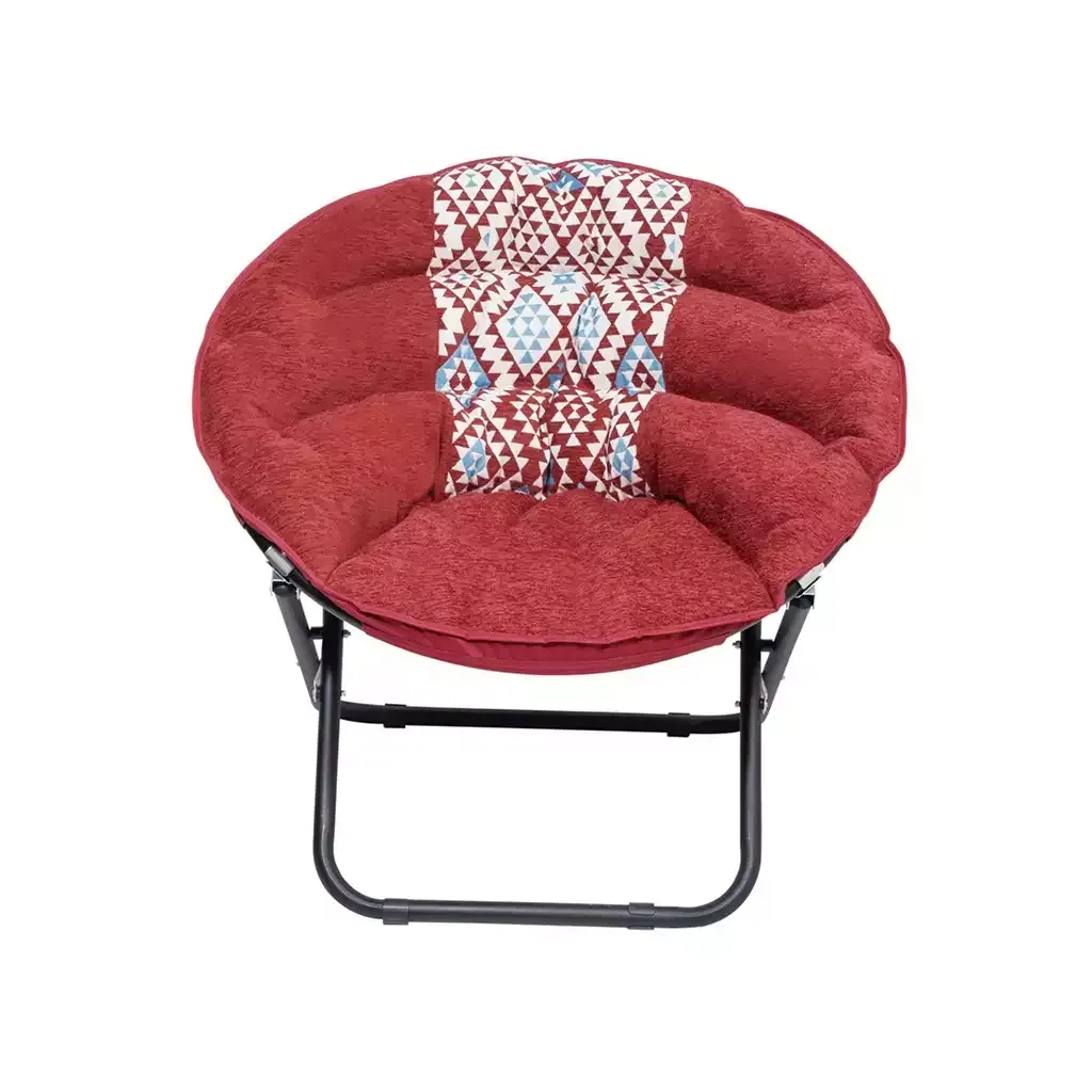 ALSANIDI Foldable Camping Chair 83cm – Portable Outdoor Chair – Comfortable Travel Chair – Red Pattern