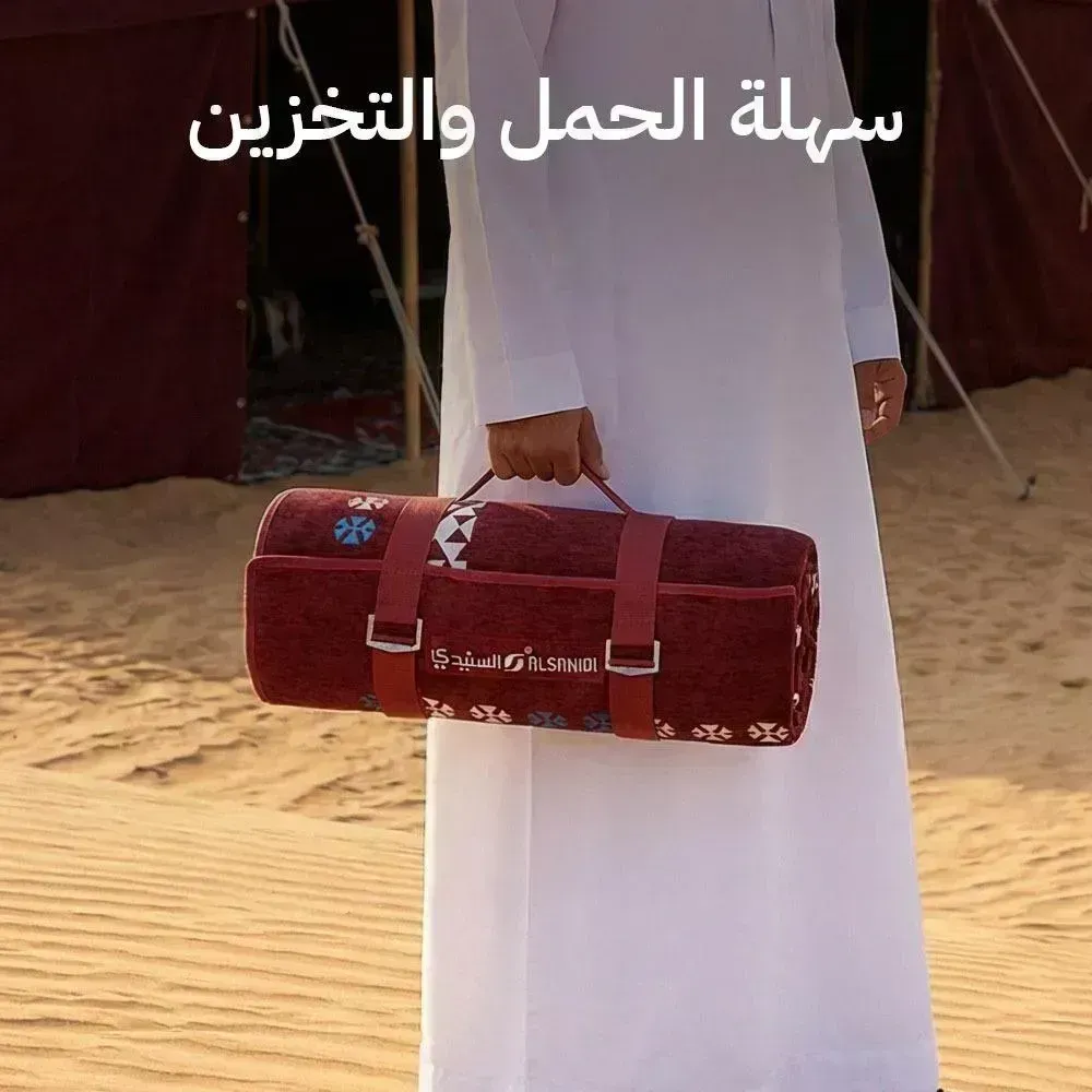 فرشة جلوس خارجية 1×2.2 متر – سجادة رحلات بقاعدة مقاومة للماء – فرشة تخييم محمولة لـ 2–3 أشخاص – الغافة