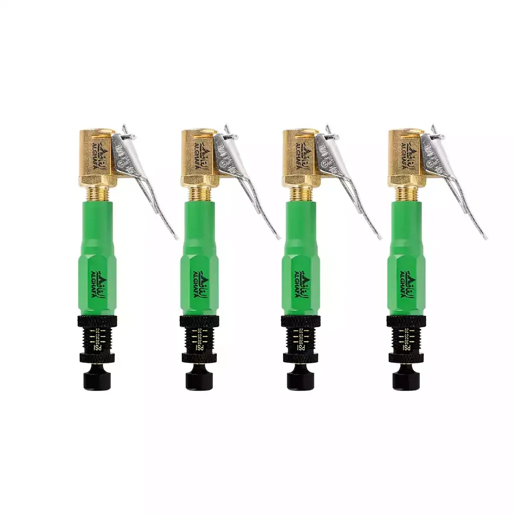 الغافة طقم صمامات تنسيم الإطارات التلقائي 4 قطع – قابل للضبط 10–30 PSI – GCA02