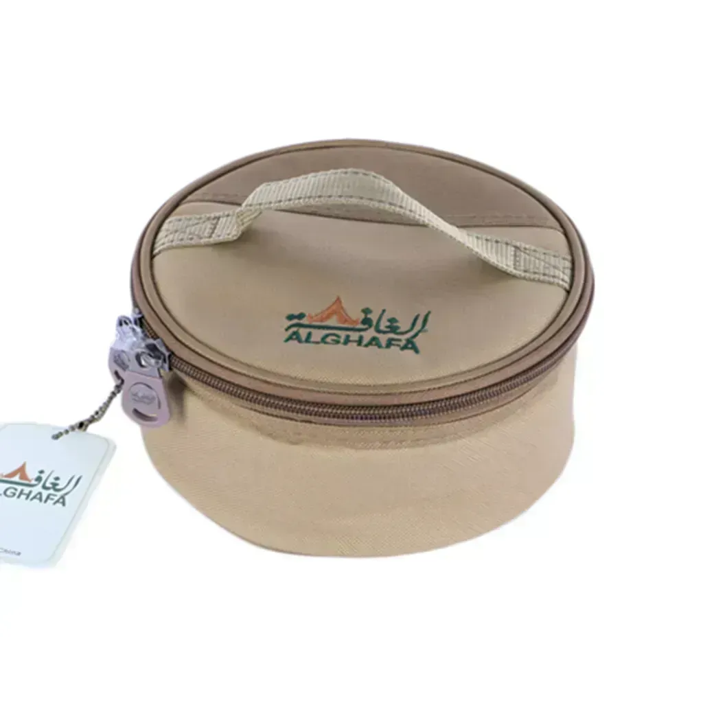 ALGHAFA Dates Serving Set with Round Carry Bag – Portable Date Container with Insulated Fabric Case – Elegant Travel Food Storage for Camping & Arabic Hospitality – ALGHAFA