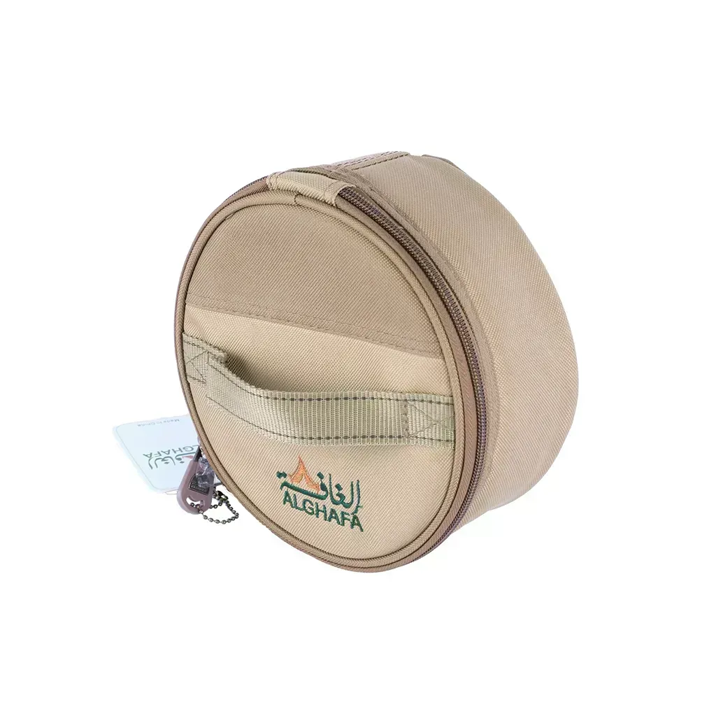 ALGHAFA Dates Serving Set with Round Carry Bag – Portable Date Container with Insulated Fabric Case – Elegant Travel Food Storage for Camping & Arabic Hospitality – ALGHAFA