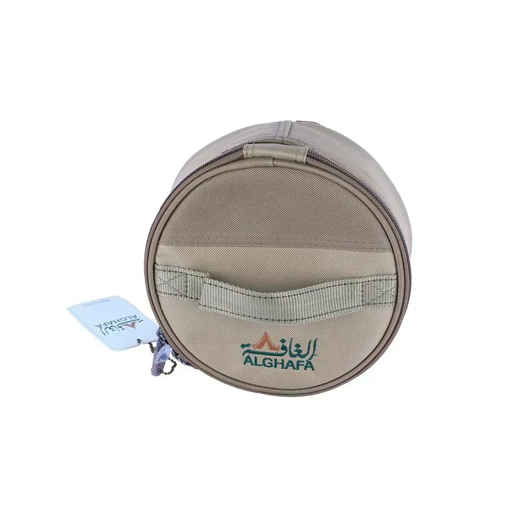 ALGHAFA Dates Serving Set with Round Carry Bag – Portable Date Container with Insulated Fabric Case – Elegant Travel Food Storage for Camping & Arabic Hospitality – ALGHAFA