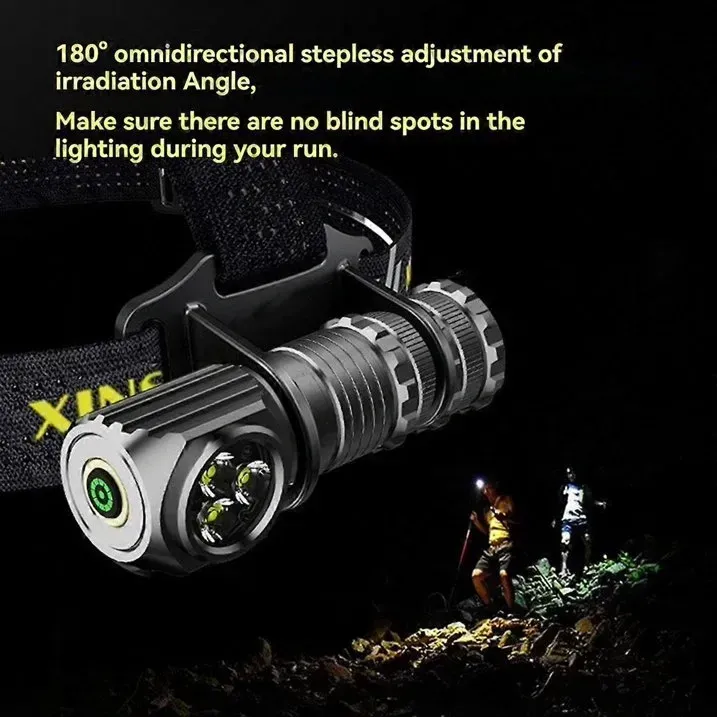 مصباح رأس XINSITE TD-T300 LED قابل للشحن – إضاءة 1300 لومن مقاومة للماء مع قاعدة مغناطيسية – للتخييم والصيد والطوارئ
