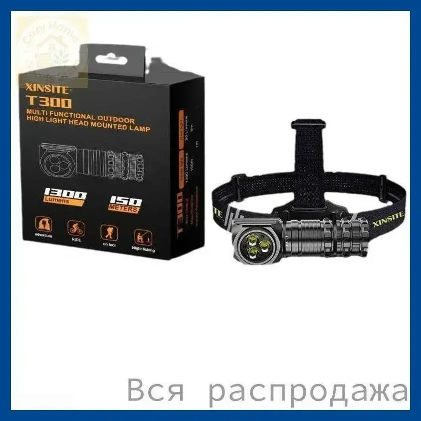 مصباح رأس XINSITE TD-T300 LED قابل للشحن – إضاءة 1300 لومن مقاومة للماء مع قاعدة مغناطيسية – للتخييم والصيد والطوارئ