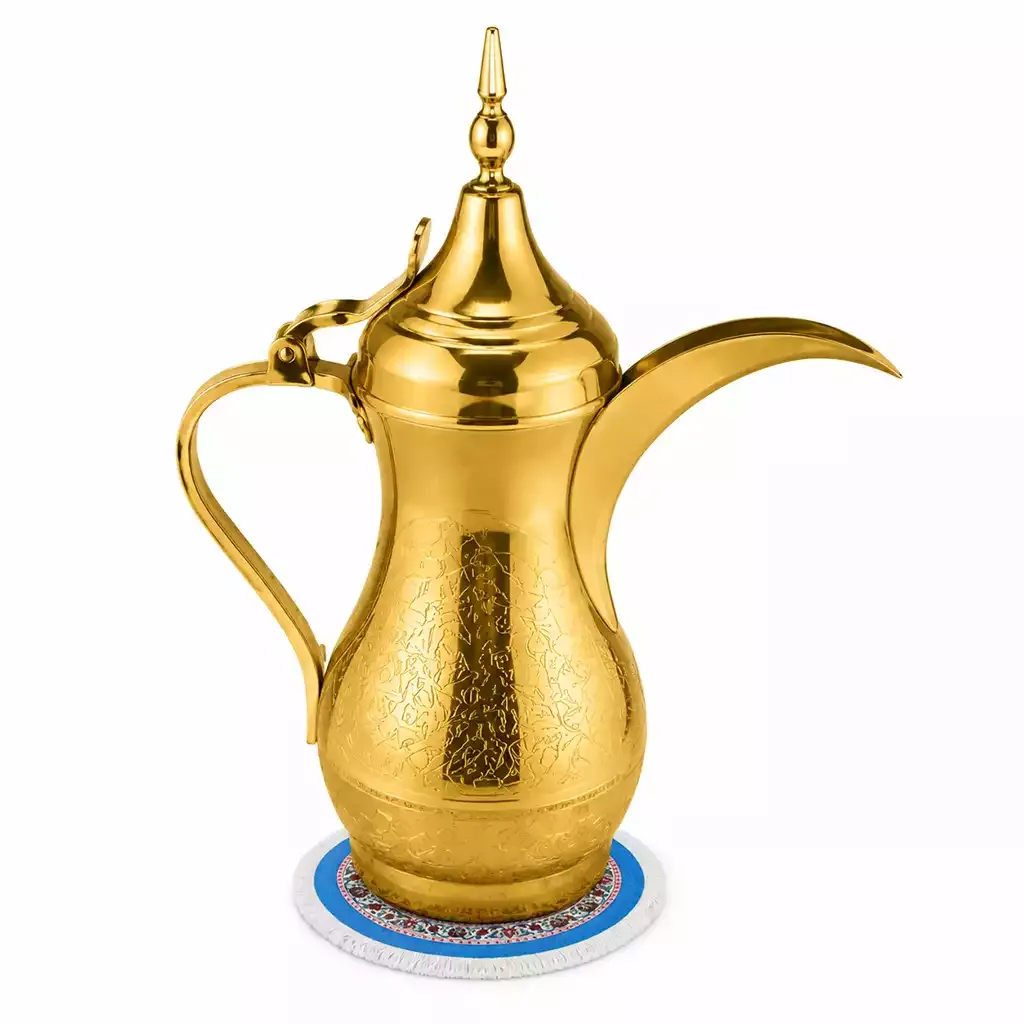 سجادة الغافة GRU02 الدائرية الزرقاء بقطر 20 سم مع نقوش تراثية وقاعدة مانعة للانزلاق