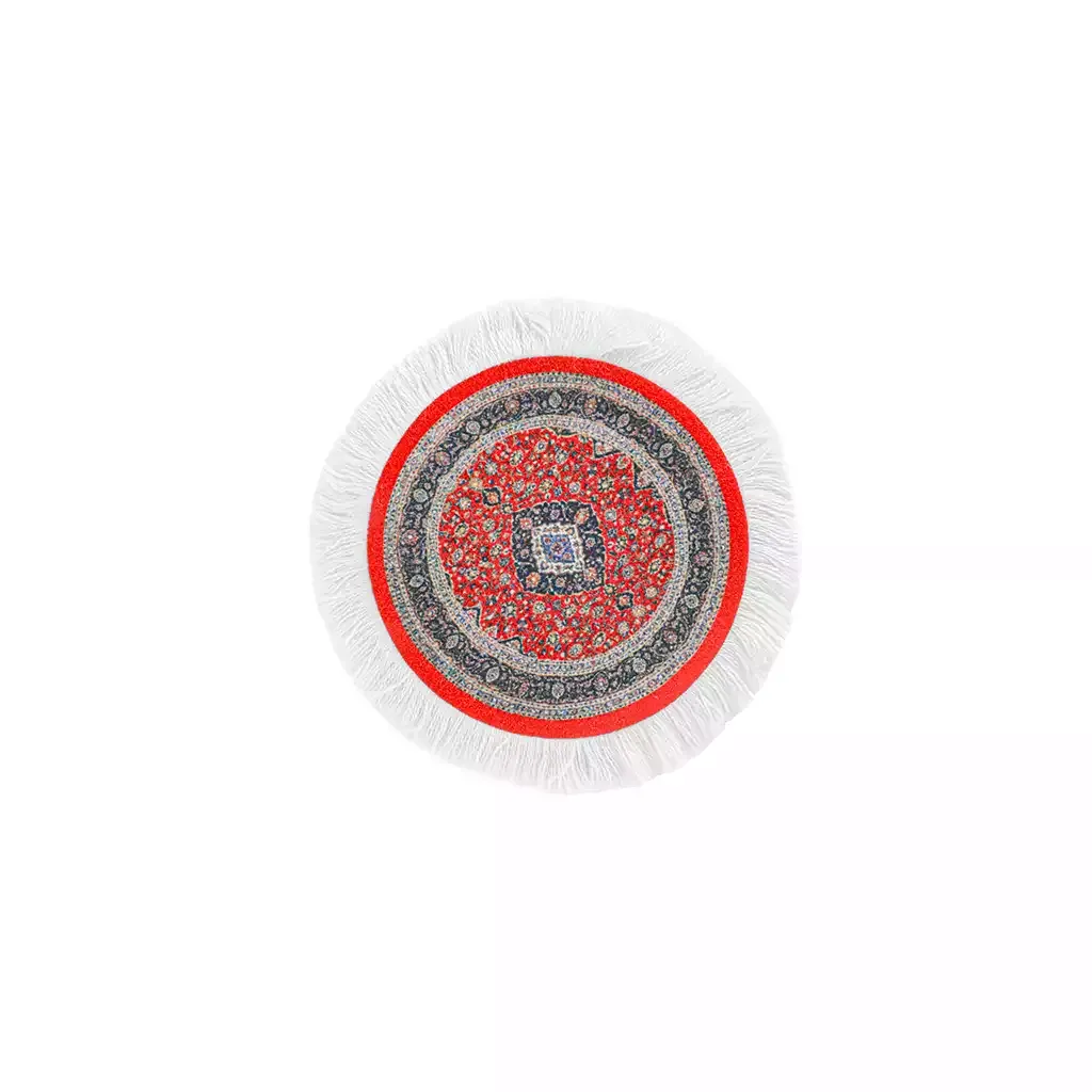 سجادة الغافة GRU01 الدائرية الحمراء للأكواب بقطر 9 سم مع قاعدة مانعة للانزلاق