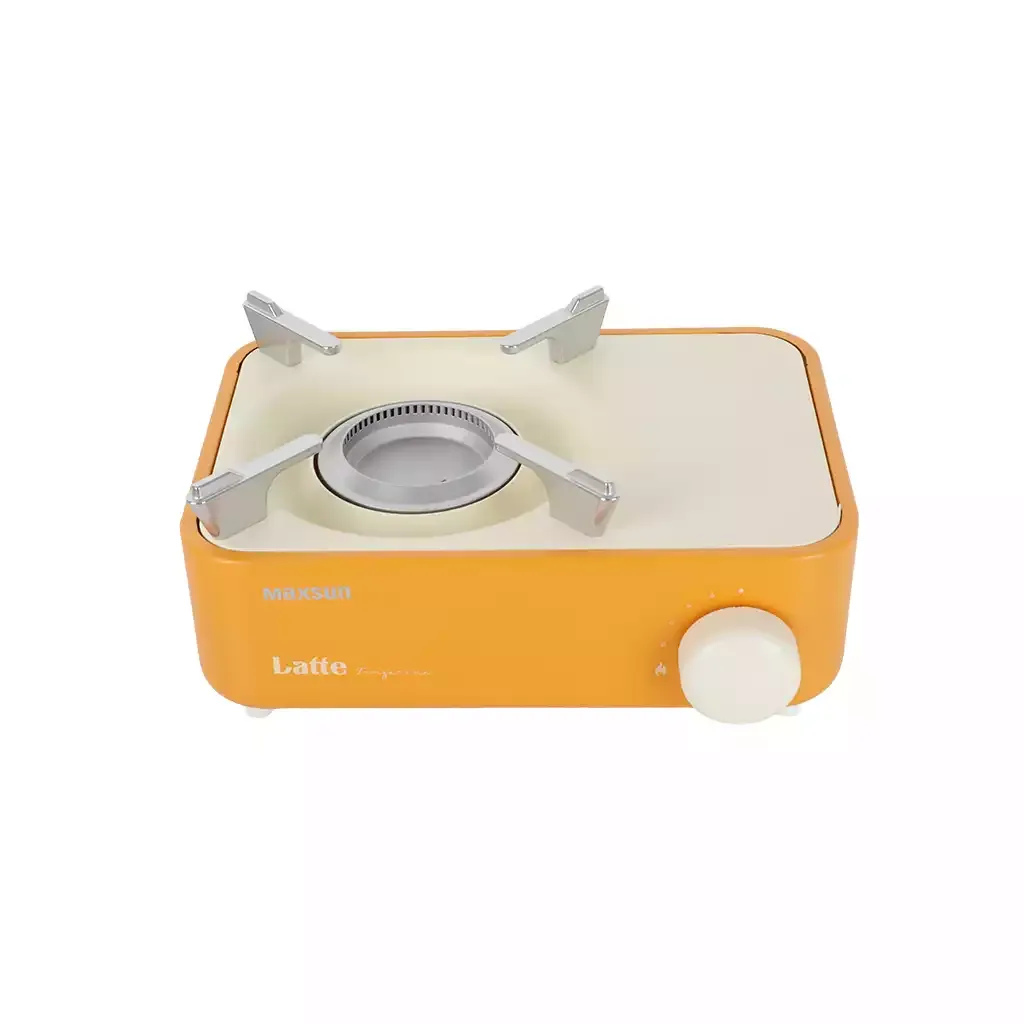 MAXSUN Latte orange portable camping gas stove with electronic ignition and adjustable flame control