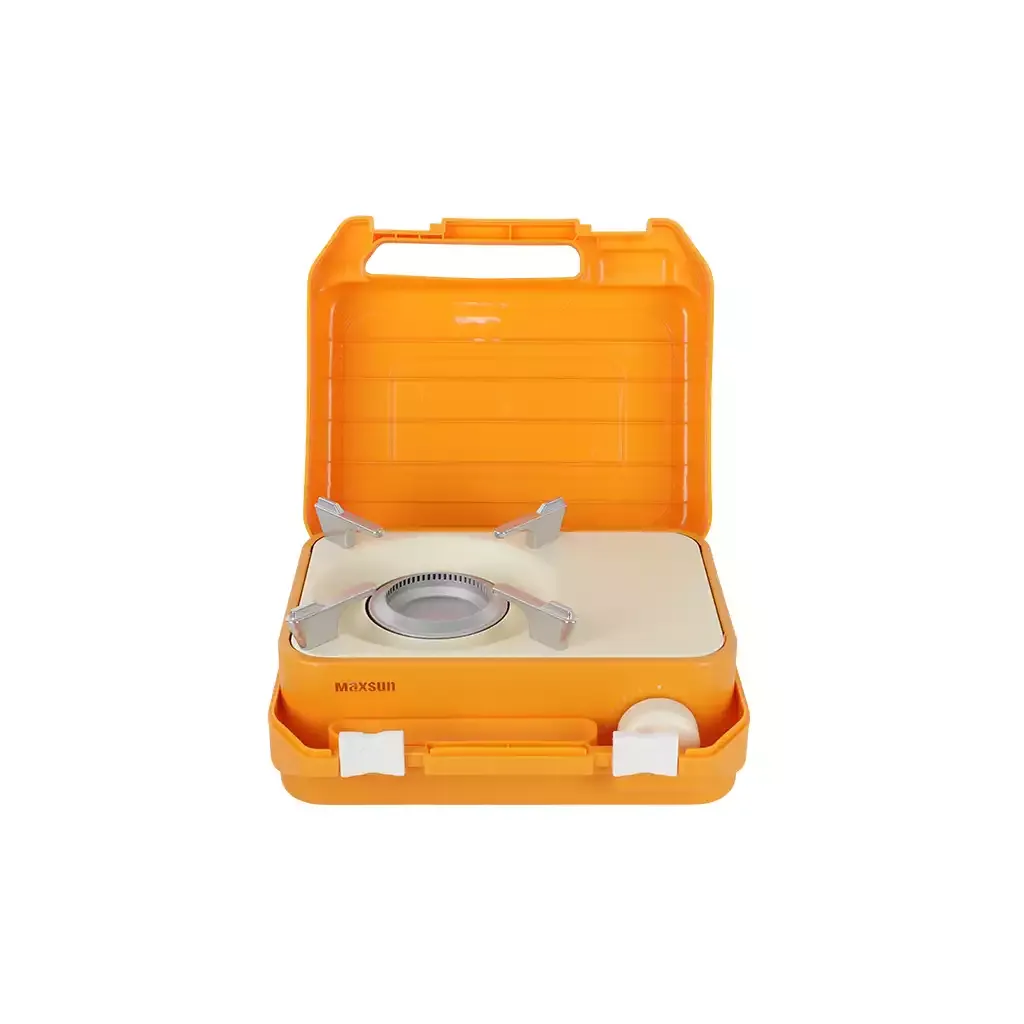 MAXSUN Latte orange portable camping gas stove with electronic ignition and adjustable flame control