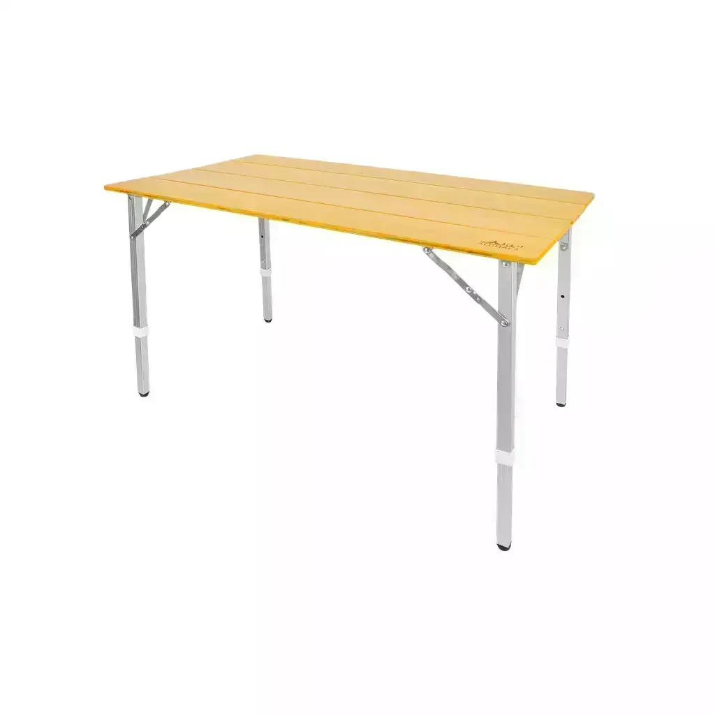 Foldable Bamboo Camping Table – 100*60*65 cm -Adjustable Height Outdoor Table – Portable Premium Picnic Table – ALGHAFA