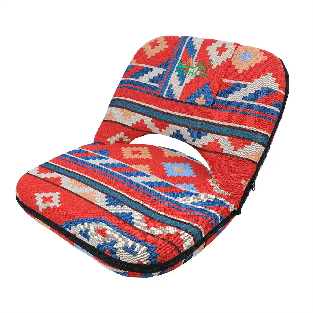 Al Ghafa red foldable floor Kashta chair with three-position adjustable backrest