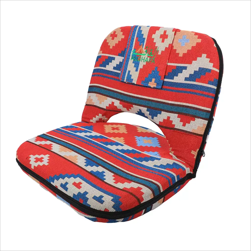 Al Ghafa red foldable floor Kashta chair with three-position adjustable backrest