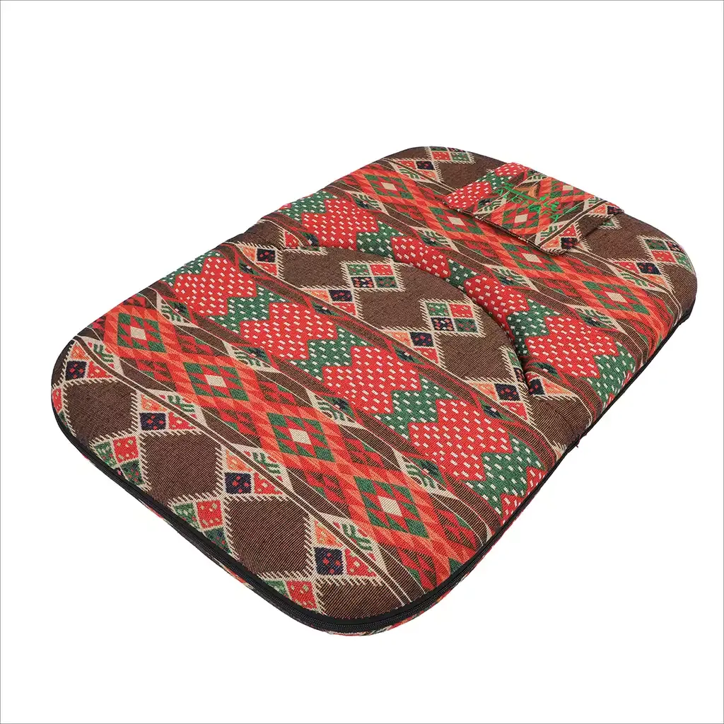 Al Ghafa brown heritage-pattern floor Kashta chair with adjustable backrest