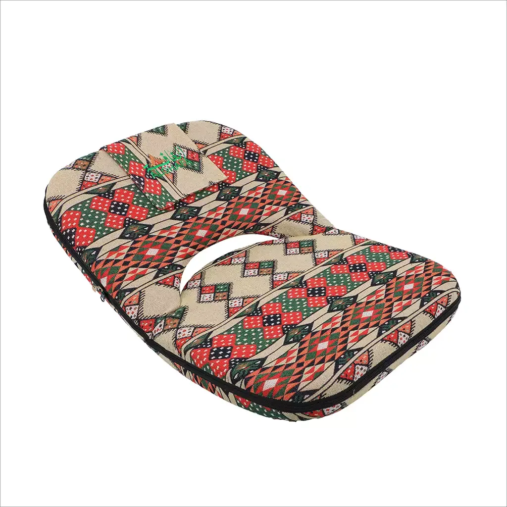 Al Ghafa beige heritage-pattern foldable floor chair with adjustable backrest