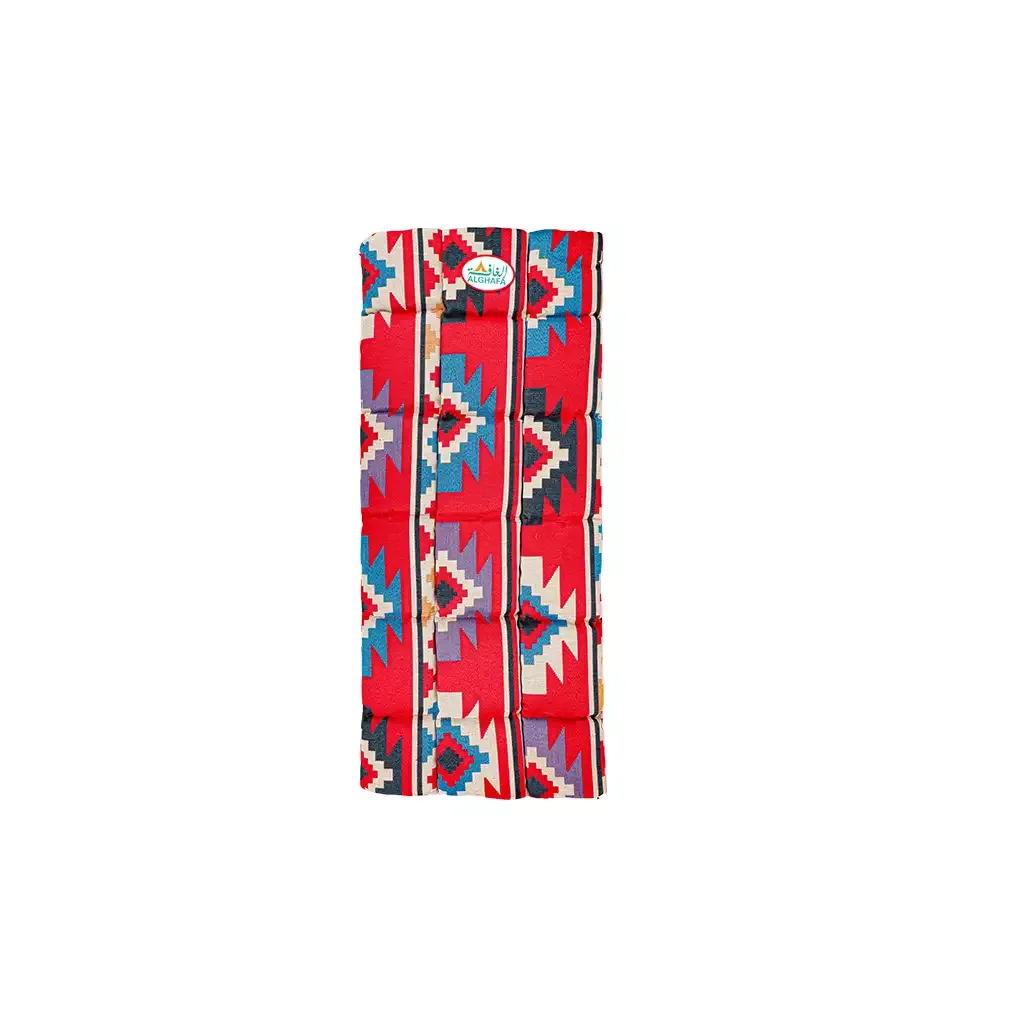 Al Ghafa Al Azm red padded ground chair with heritage pattern and adjustable backrest