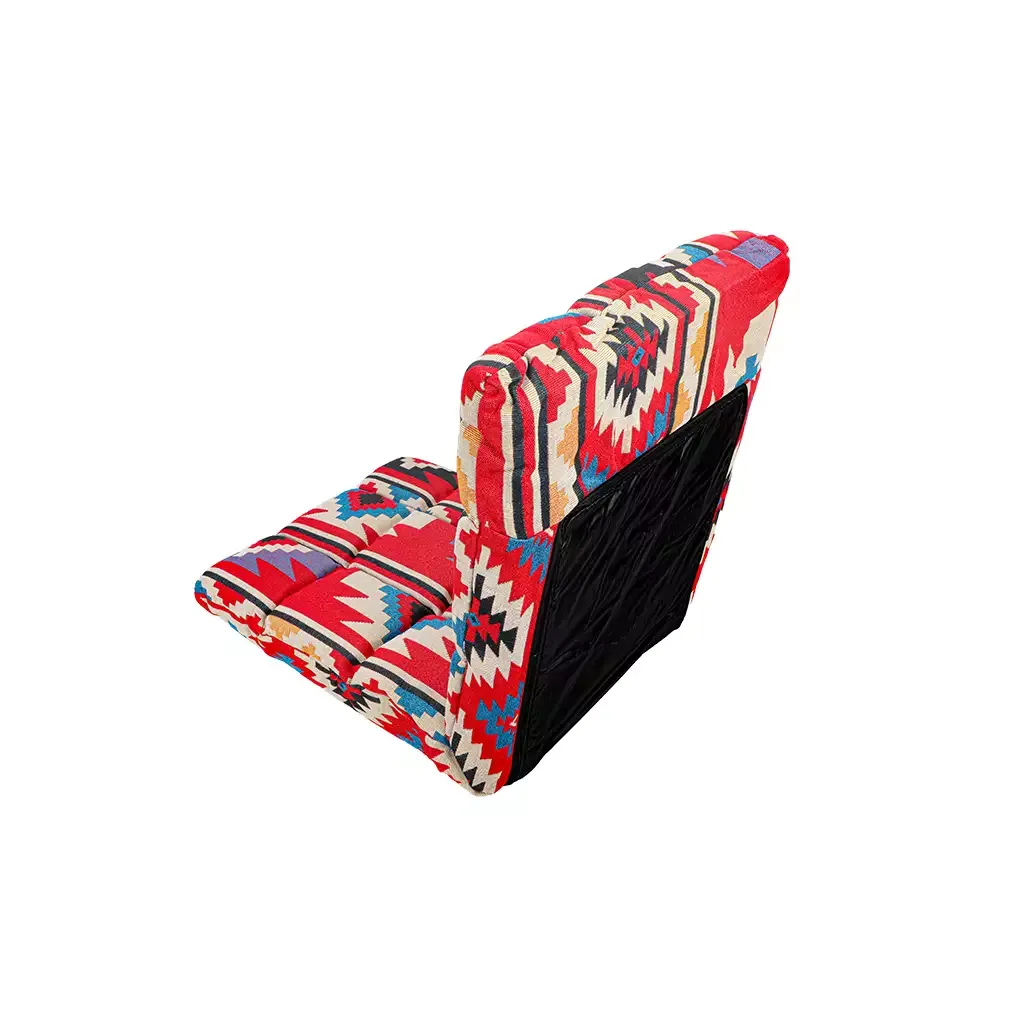 Al Ghafa Al Azm red padded ground chair with heritage pattern and adjustable backrest