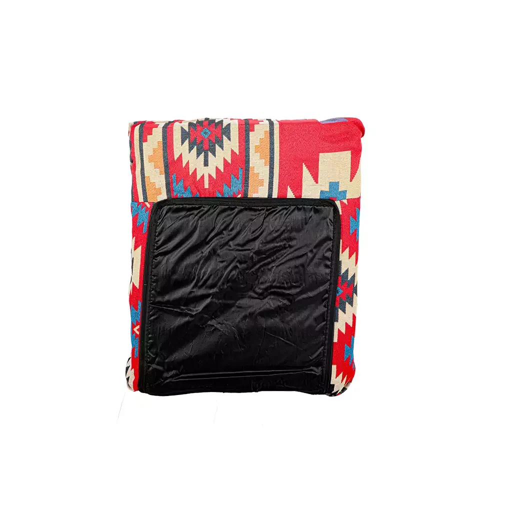 Al Ghafa Al Azm red padded ground chair with heritage pattern and adjustable backrest