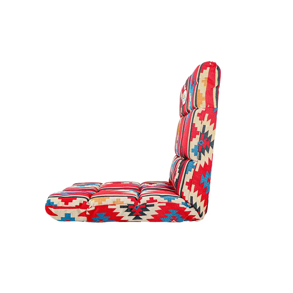 Al Ghafa Al Azm red padded ground chair with heritage pattern and adjustable backrest