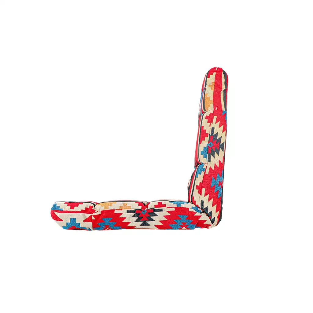 Al Ghafa Al Azm red padded ground chair with heritage pattern and adjustable backrest