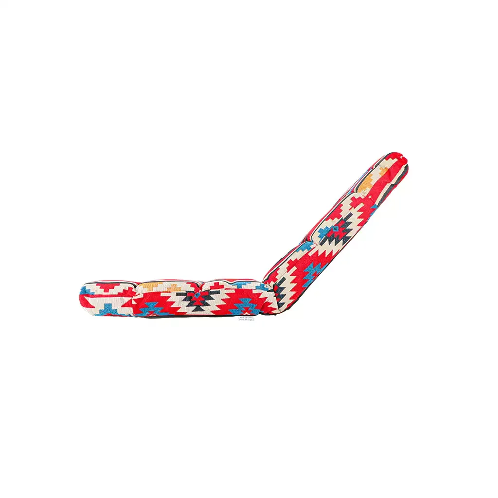 Al Ghafa Al Azm red padded ground chair with heritage pattern and adjustable backrest