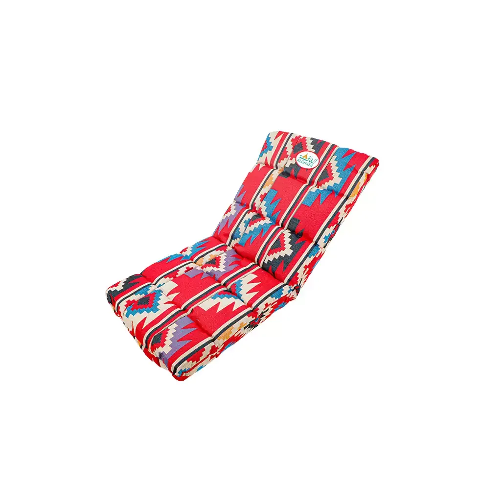 Al Ghafa Al Azm red padded ground chair with heritage pattern and adjustable backrest