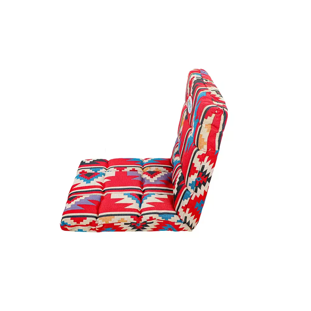 Al Ghafa Al Azm red padded ground chair with heritage pattern and adjustable backrest