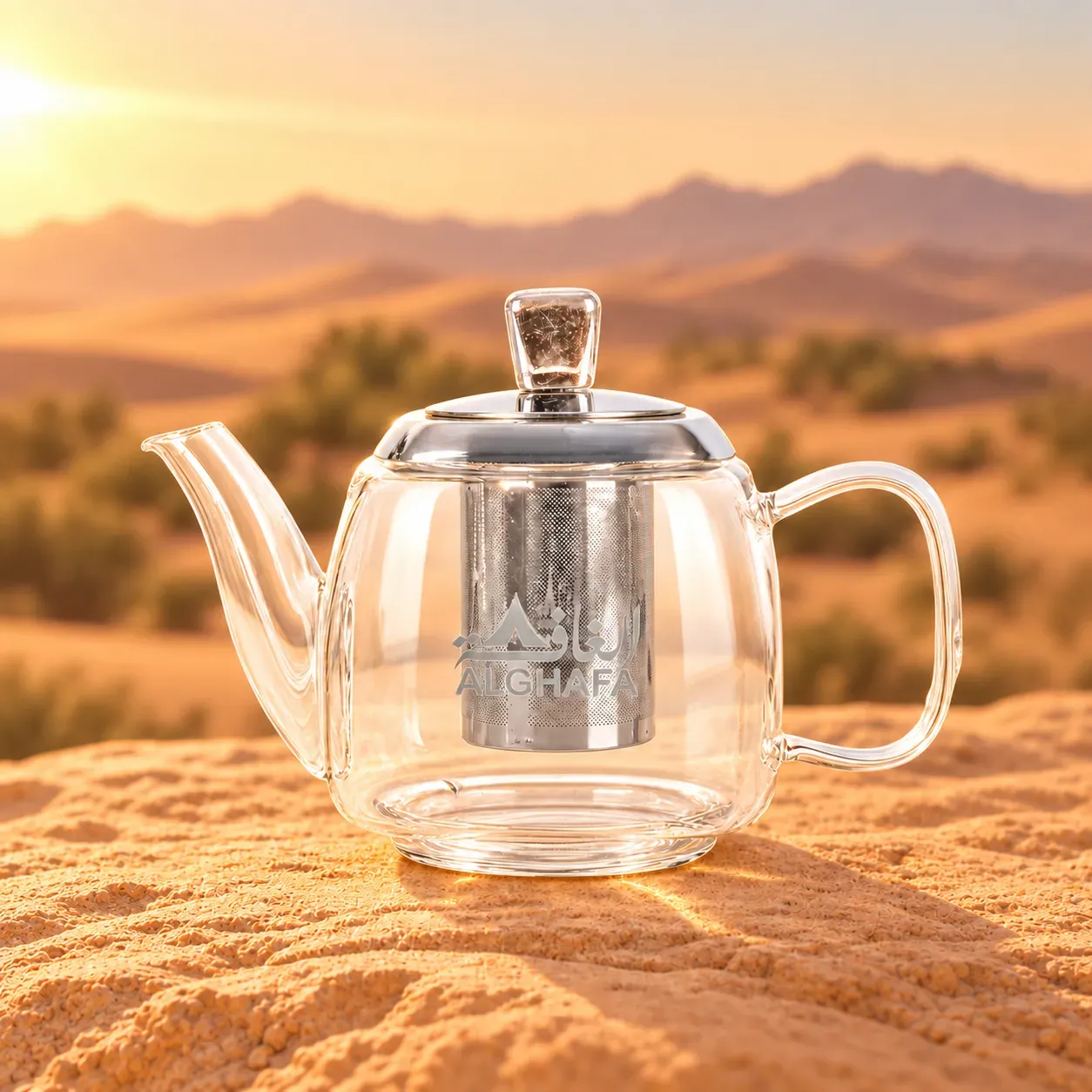 إبريق ياس الزجاجي مقاوم للحرارة – 700 مل / 400 مل – إبريق تقديم أنيق شفاف بغطاء معدني – الغافة