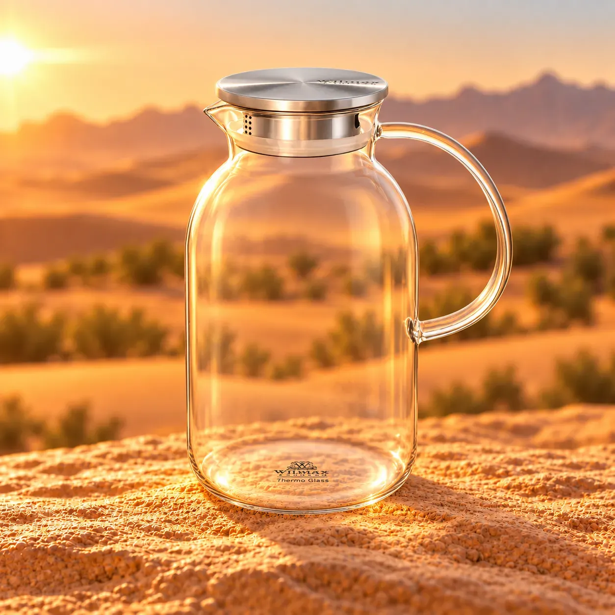 إبريق زجاجي الغافة بغطاء ستيل ومقبض جانبي – إبريق تقديم شاي ومشروبات بتصميم أنيق مقاوم للحرارة