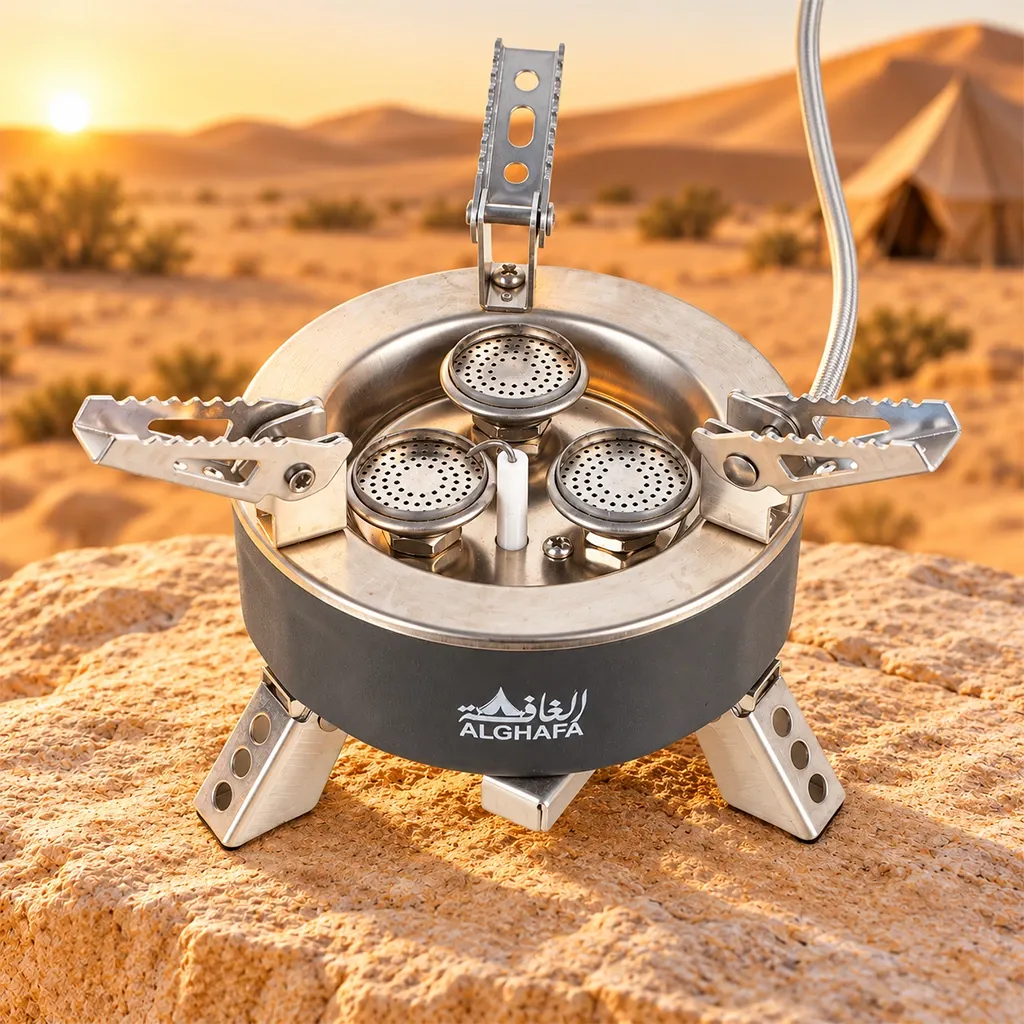 Al Ghafa Storm Stove - Black Three-Burner Portable Gas Camping Stove GST15