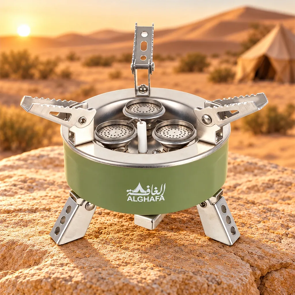 Al Ghafa Storm Stove - Green Three-Burner Portable Gas Camping Stove GST16