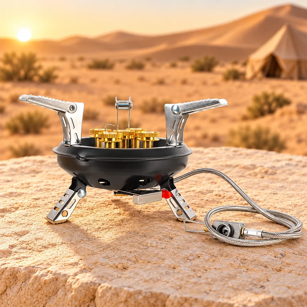 Al Meshab Folding Camping Gas Stove – Portable Compact Outdoor Cooker with saving bag -  Precision Flame Control – Lightweight Travel Stove – ALGHAFA