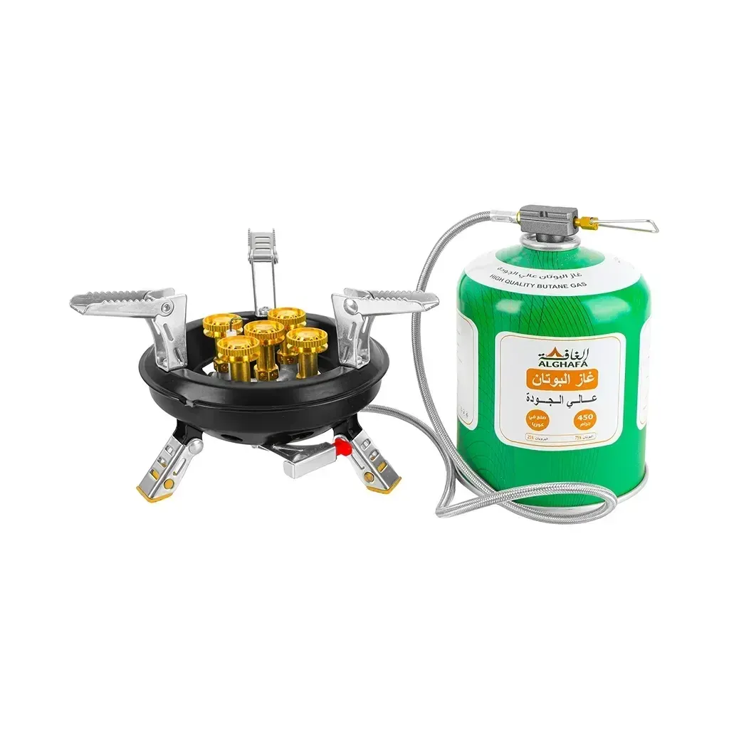 Al Meshab Folding Camping Gas Stove – Portable Compact Outdoor Cooker with saving bag -  Precision Flame Control – Lightweight Travel Stove – ALGHAFA