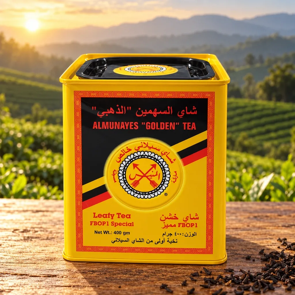 المنيس شاي سيلاني أسود ذهبي 400 جرام – درجة FBOP1 – شاي خشن فاخر في علبة معدنية