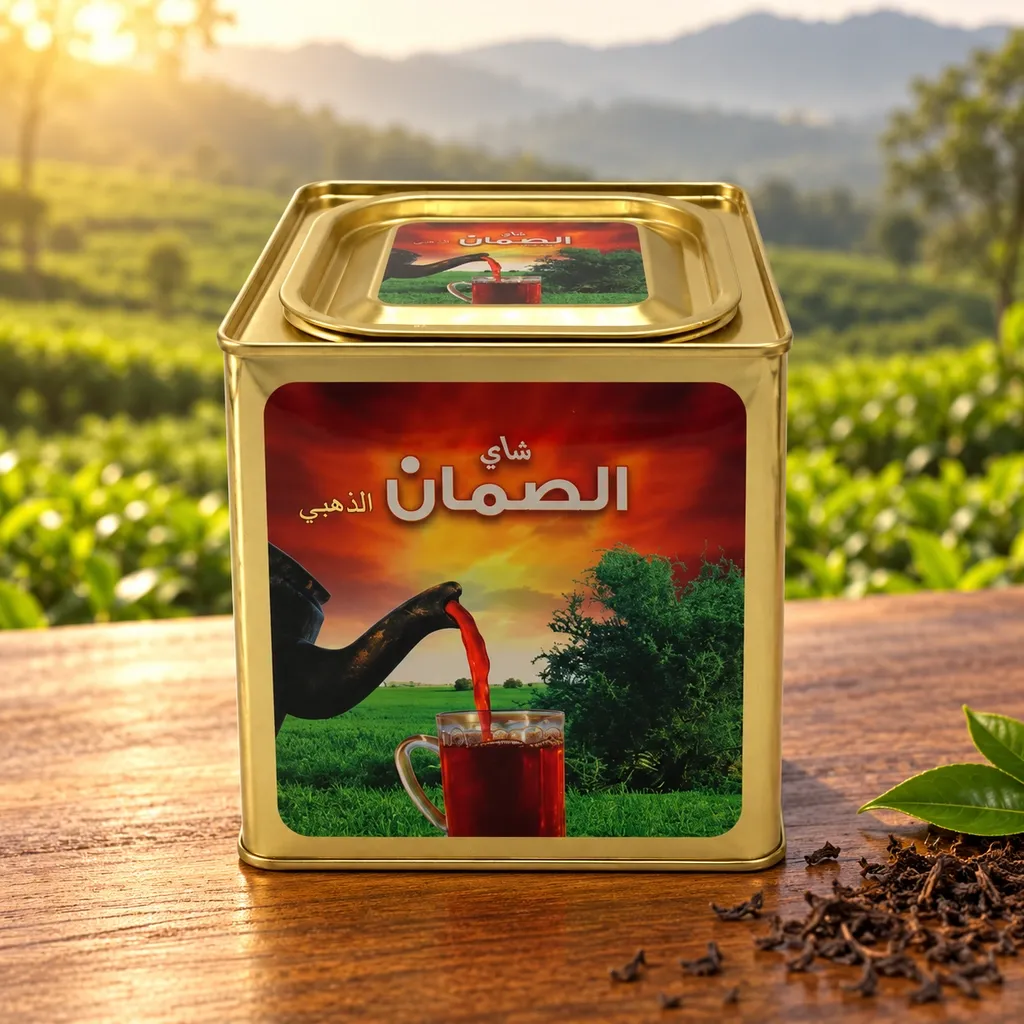 الصمان شاي سيلاني أسود ذهبي 360 جرام – أوراق كاملة – علبة معدنية مربعة فاخرة