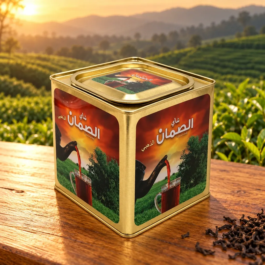 الصمان شاي سيلاني أسود ذهبي 360 جرام – أوراق كاملة – علبة معدنية مربعة فاخرة