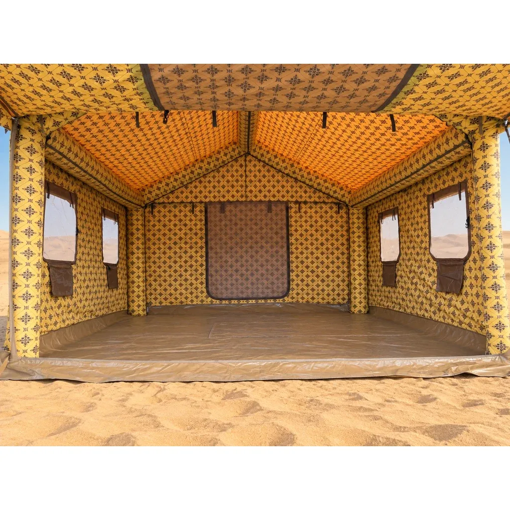 Alghafa Air Tent GAT01 inflatable cotton tent with patterned interior in the desert