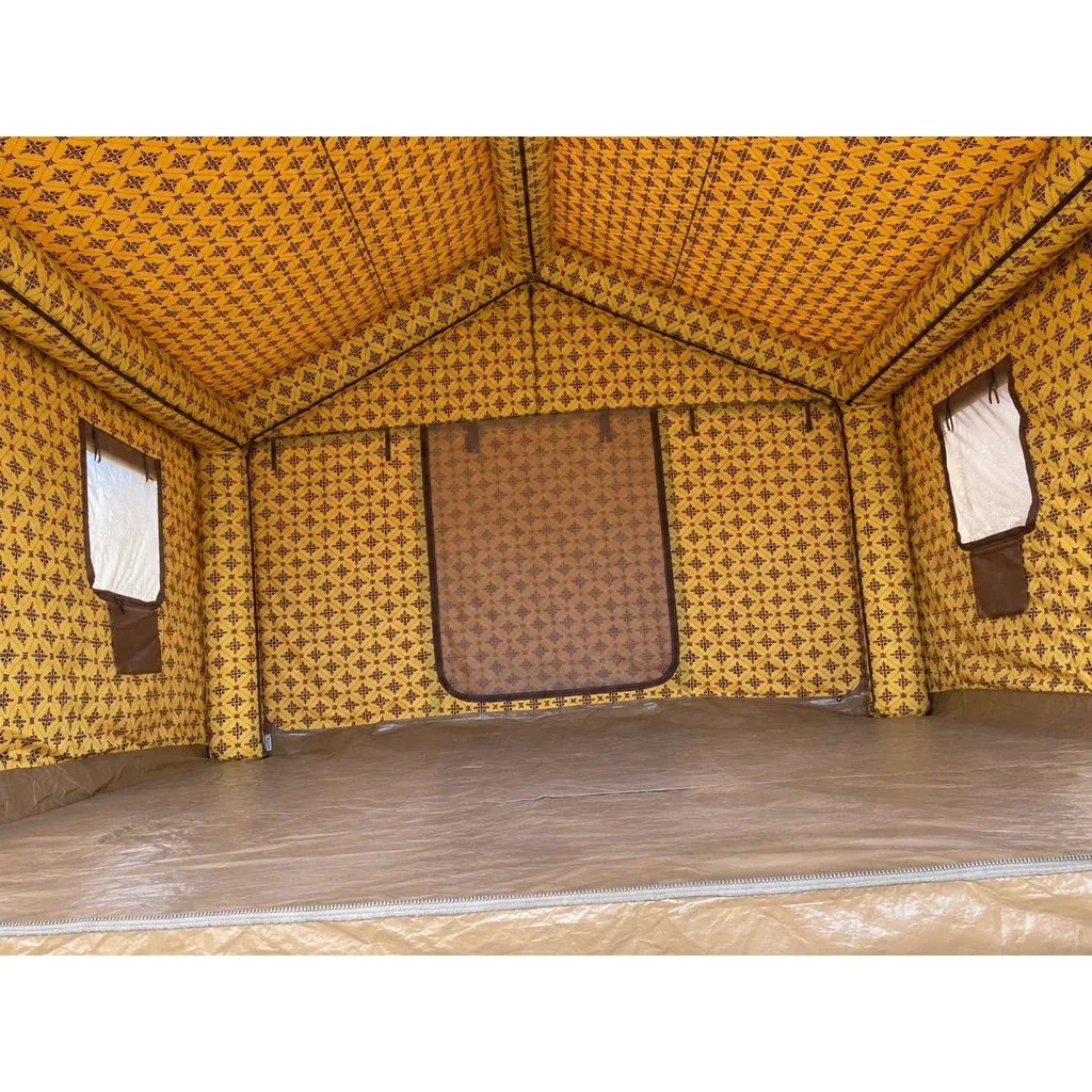 Alghafa Air Tent GAT01 inflatable cotton tent with patterned interior in the desert