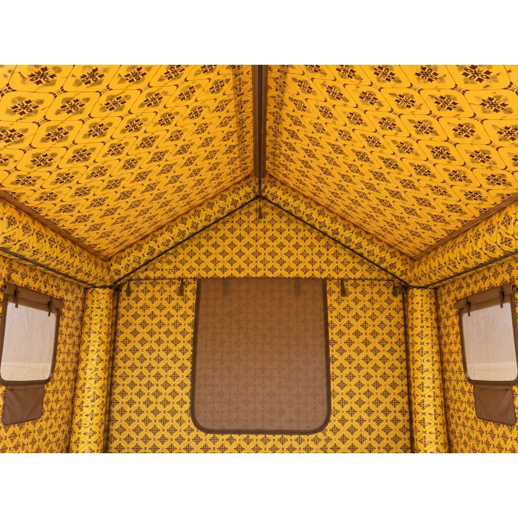 Alghafa Air Tent GAT01 inflatable cotton tent with patterned interior in the desert